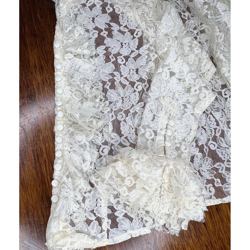 Lace Ruffle Floral Button down rancho estancia M - Picture 12 of 14